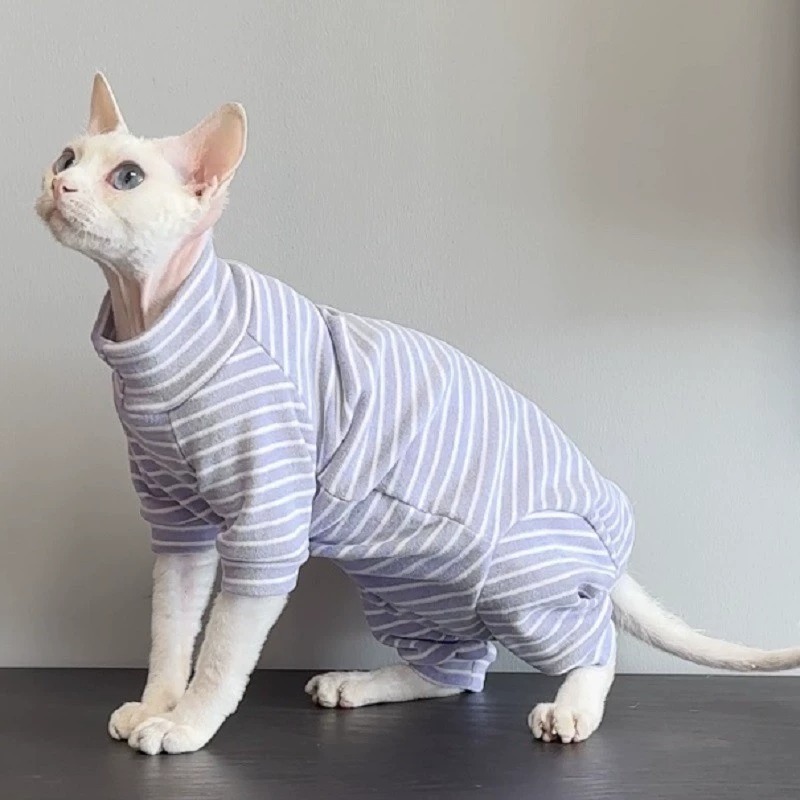 新しいオールインクルーシブ四本足猫服スフィンクスデボン猫服無毛猫四本足お腹保護快適な猫服|undefined