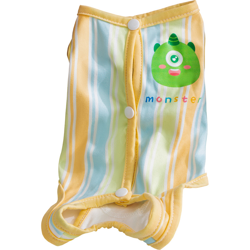 Gato primavera y verano mascota transpirable gata ropa de destete pequeño monstruo ropa de esterilización a rayas para proteger heridas ropa de gato después de la cirugía
