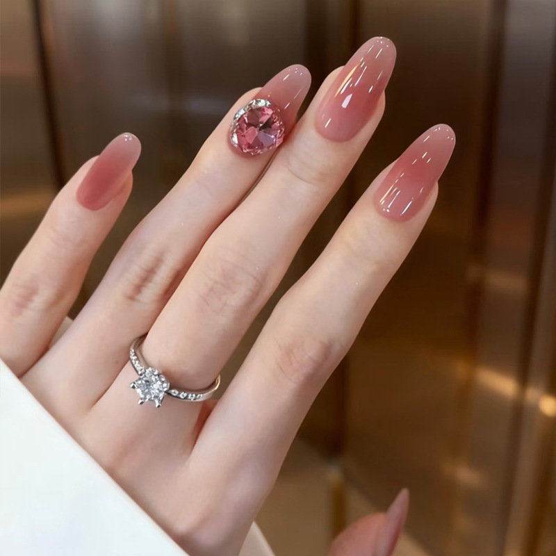 Ins Wearable Nails Korean Girl Gentle Nude Pink Gradient Large Diamond Manicure Nails Elegant Nail Patches Removable Ins Wearable Nails Korean Girl Gentle Nude Pink Gradient Large Diamond Manicure Nails Elegant Nail Patches Removable