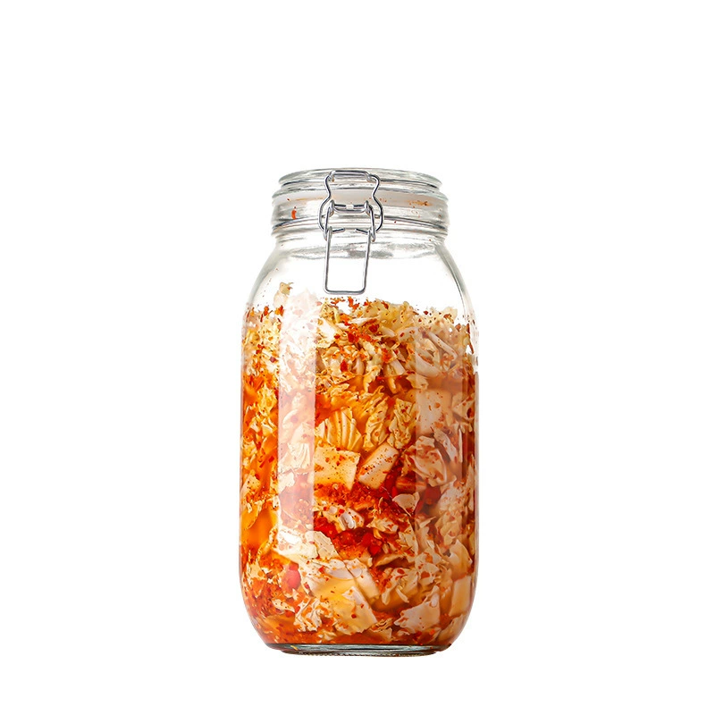 Стеклянная банка с крышкой-стопором, герметичная прозрачная для кимчи и круп — несколько объемов (500–2000 мл)