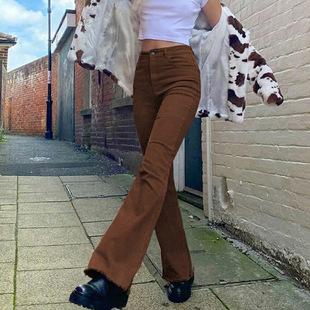 Slim Fit Micro Laxian Long Leg Fashion Trendy Street ins European and American AliExpress Solid Color Denim Trousers New