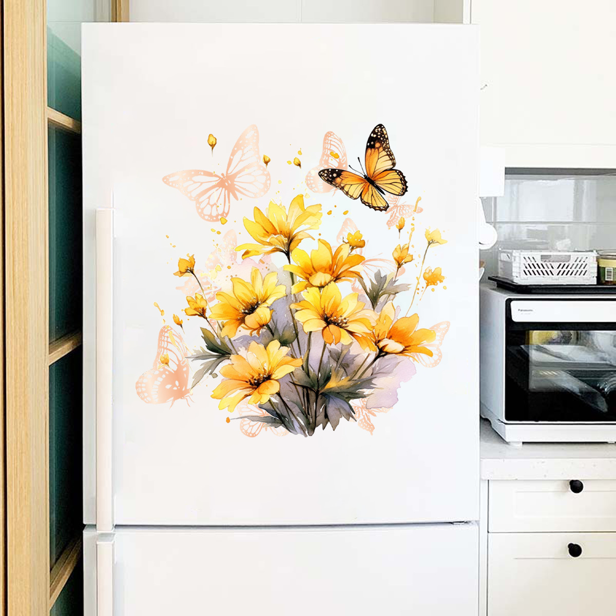 Foreign trade hot-selling painted sunflower refrigerator bedroom living room cabinet beautification decorative wall stickers wholesale self-adhesive