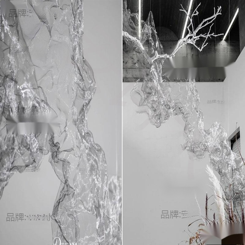 白灰可塑性钢丝网金属云雾网造型硬纱布料艺术材料设计师面料其他