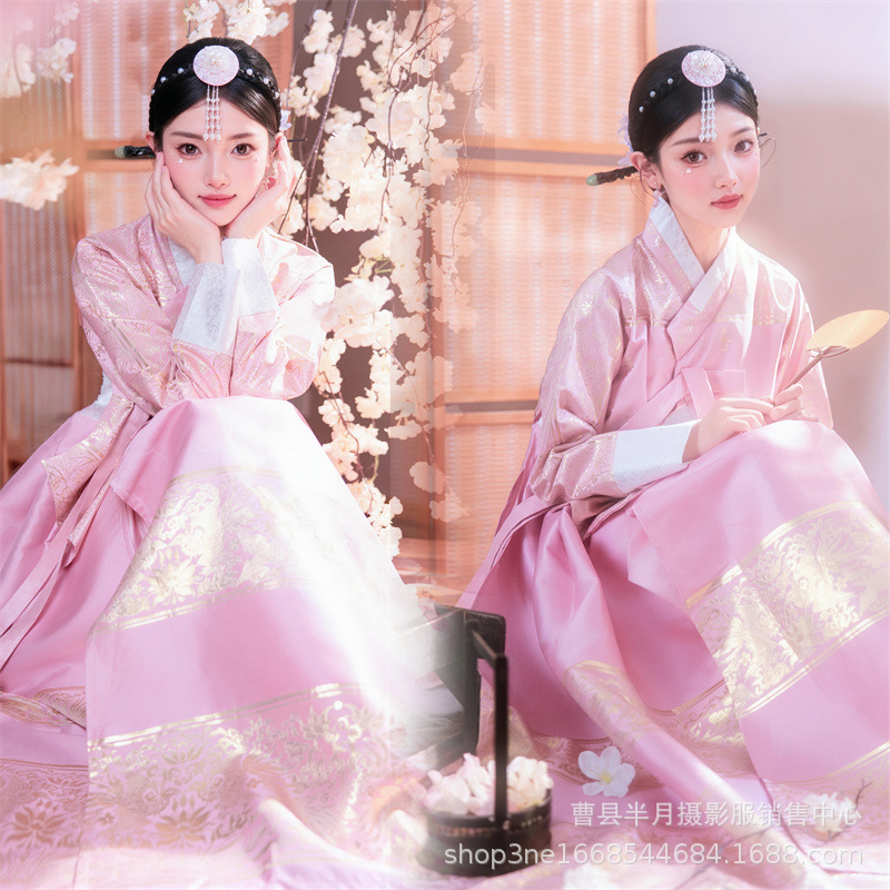 Hanbok Korean National Costume Yanji Korean Ancient Princess High-End Photo Shoot Palace Travel Photography Performance Costume Dress Set Hanbok Korean National Costume Yanji Korean Ancient Princess High-End Photo Shoot Palace Travel Photography Performance Costume Dress Set