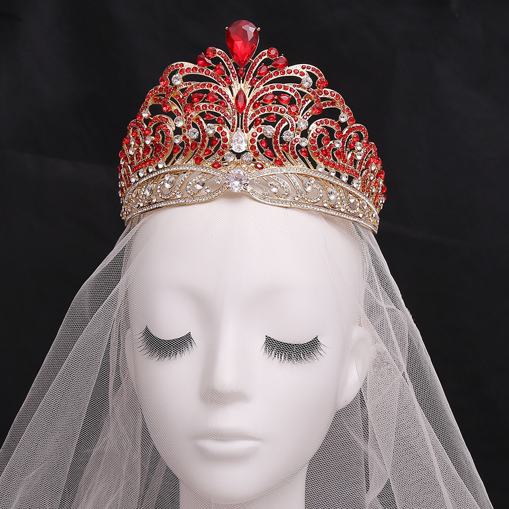 Queen Bridal Crown Alloy Inlay Artificial Crystal Rhinestones Zircon Crown display picture 7