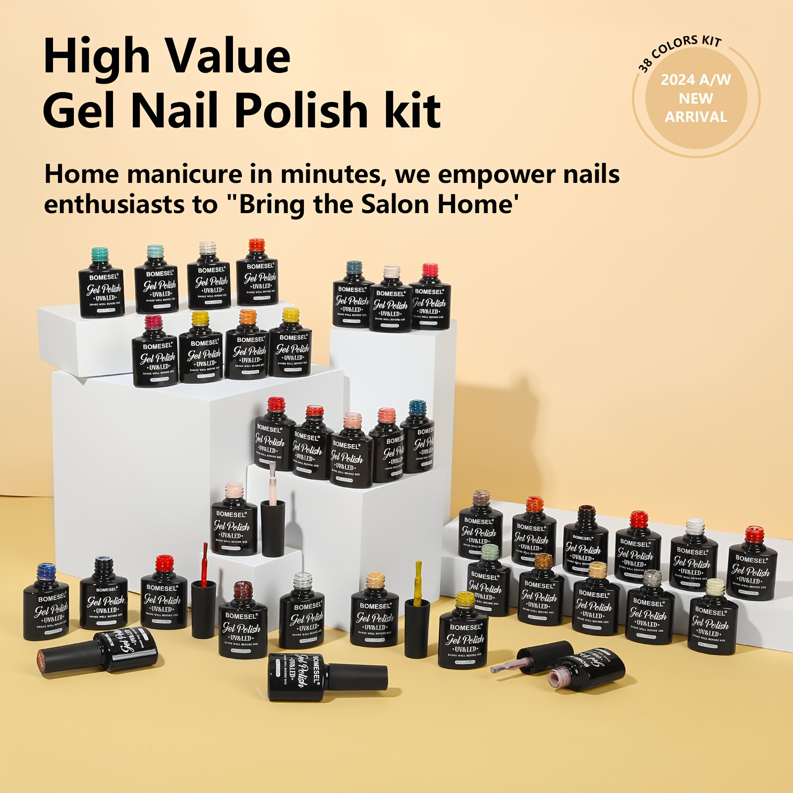 38 color gel esmalte de uñas conjunto de efecto brillante para manicuras DIY y salón de uso