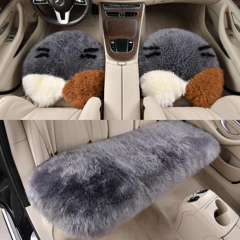 Seat Winter Plush | Qìchē Wool pad - gray-three-piece-set
