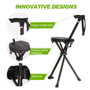Amazon Multifunctional Cane Chair Foldable Cane Chair Telescopic Model Built-In Pu Cushion Wholesale Cross-Border Aluminum Alloy