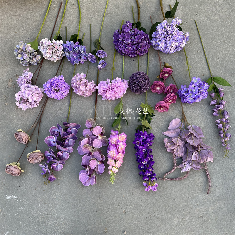 Purple Flower Material Simulation Flower Wedding Flower Arranging Flower Art Soft Decoration Home Placement Shooting Props Rose Hydrangea Purple Flower Material Simulation Flower Wedding Flower Arranging Flower Art Soft Decoration Home Placement Shooting Props Rose Hydrangea
