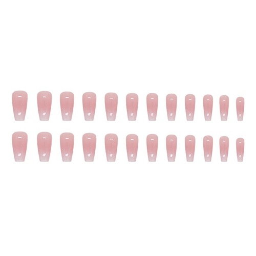 Mid-long ballerina nail beauty nail stickers with gradient glitter fake nails sweet Ins wearable nails