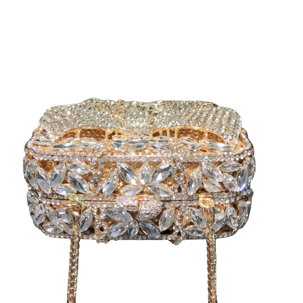 Sirena de diamantes hechos a mano bolsa de cena de metal vacío caja dura llena de diamantes bolsa de mano de mujer Stone Clutch