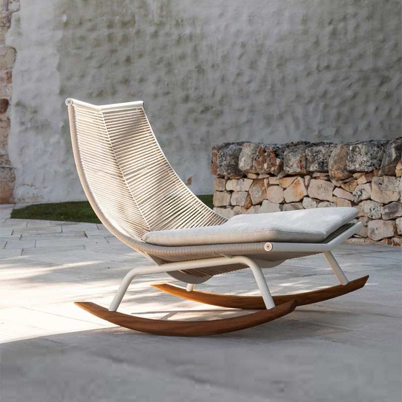 Nordic Outdoor Sofa Villa Leisure Rattan Chair Single Sofa Designer Lazy Rocking Chair Three-piece Balcony Recliner