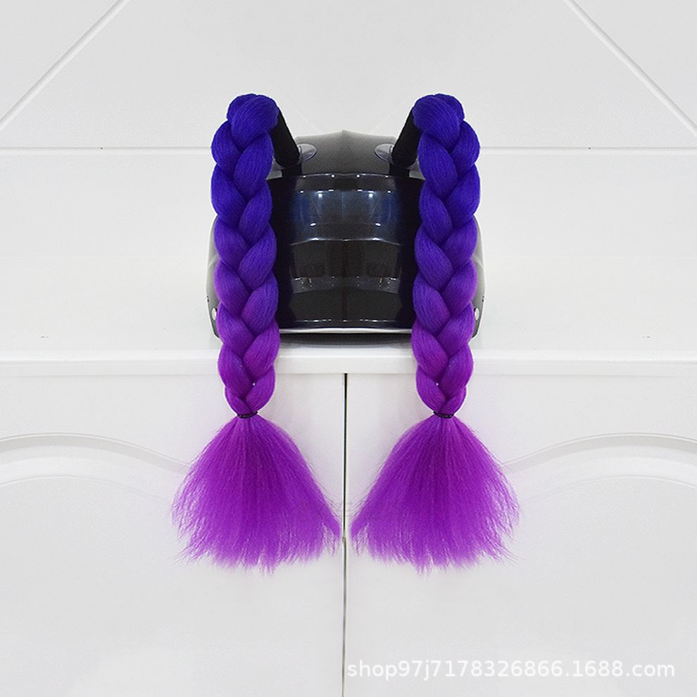 Auto Parts and Accessories: Motuoche Helmet Braids Pigtails - blue-and-purple-short-braids-pair