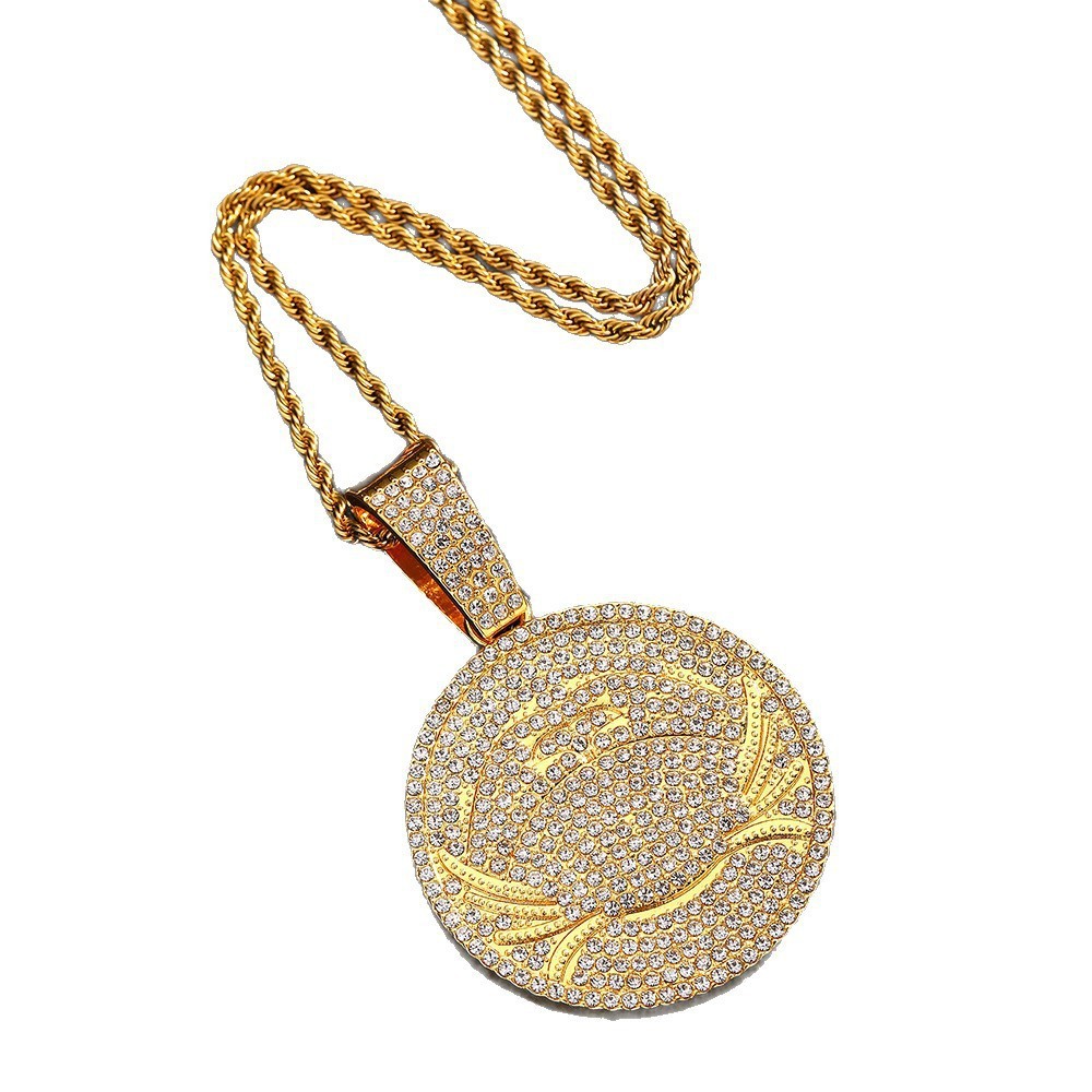 Hip hop transfronterizo nuevo collar de diamantes de aleación redonda collar de cadena de hip hop cubano fabricantes de collares de hombre