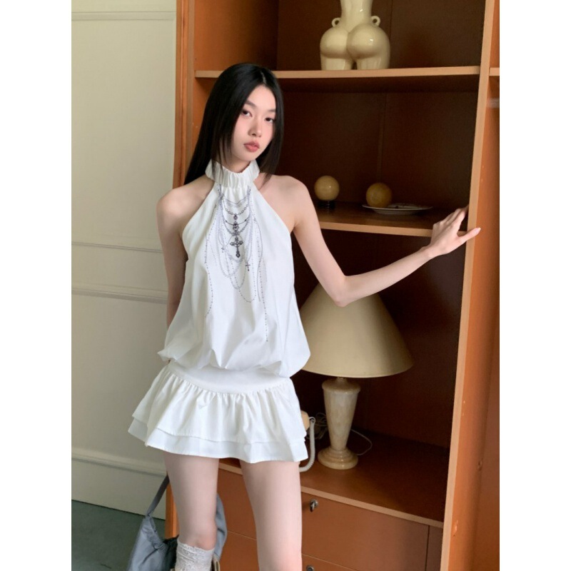 Real Shot in stock Neck Sleeveless Vest Printed dress Women's Spring and Summer Dress