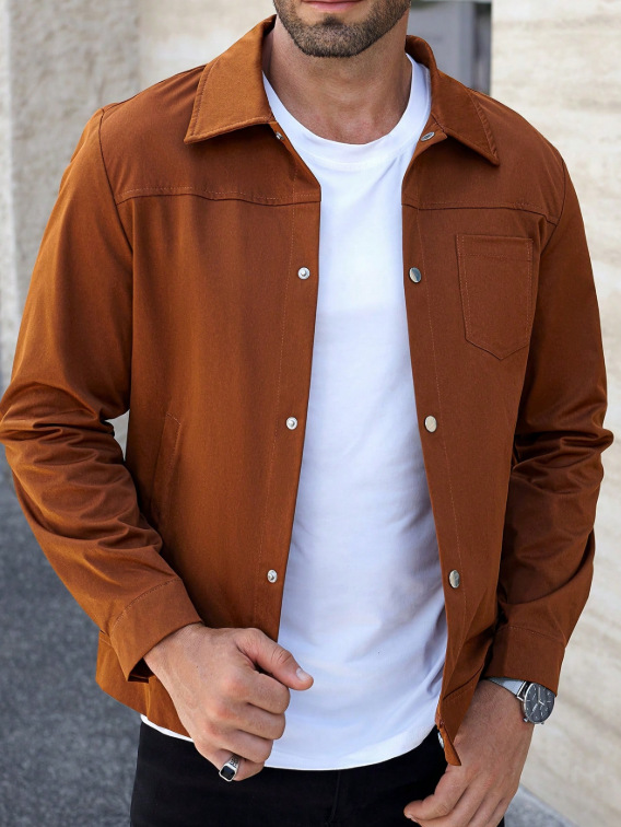 Giacca a camicia da uomo casual a maniche lunghe con colletto_voghion.com