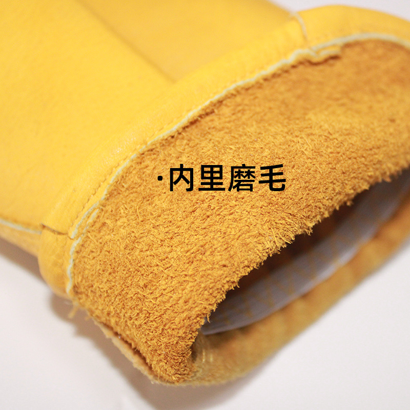 Protección laboral guantes de aislamiento térmico en stock para hornear cocina hogar BBQ anti-escaldado resistente a altas temperaturas ignífugo guantes protectores de piel de vaca