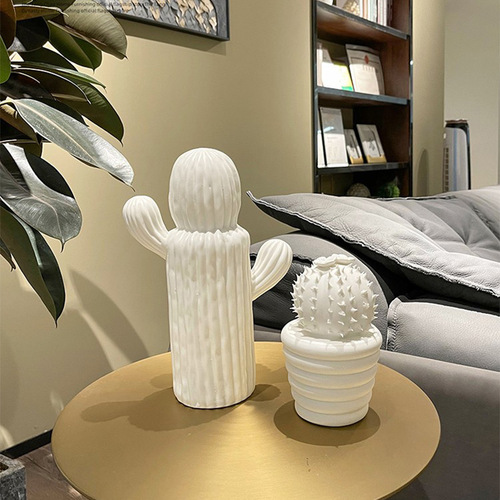 Nordic Minimalist Ceramic Cactus Ornament, Luxurious Creative Living Room Model House Entrance Desk Home Soft Decorative Accessories