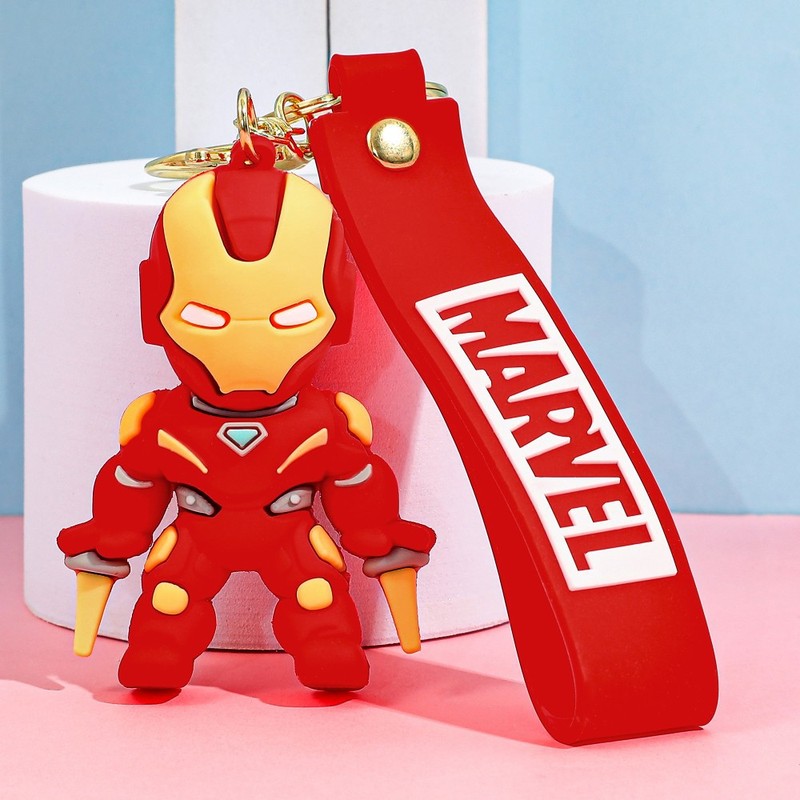 漫画スーパーヒーロー人形ストラップキーチェーンアイアンマン人形シンプルなキーホルダーかわいいペンダント卸売り|undefined