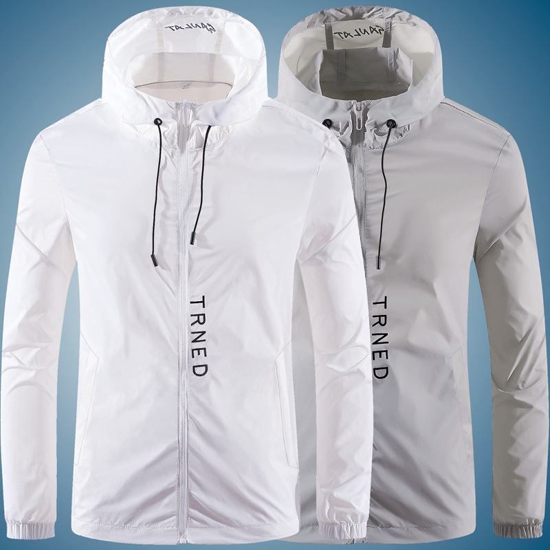 Outdoor hooded sun protection suit for men's summer thin style solid color casual trend Korean version handsome_viptrois.com