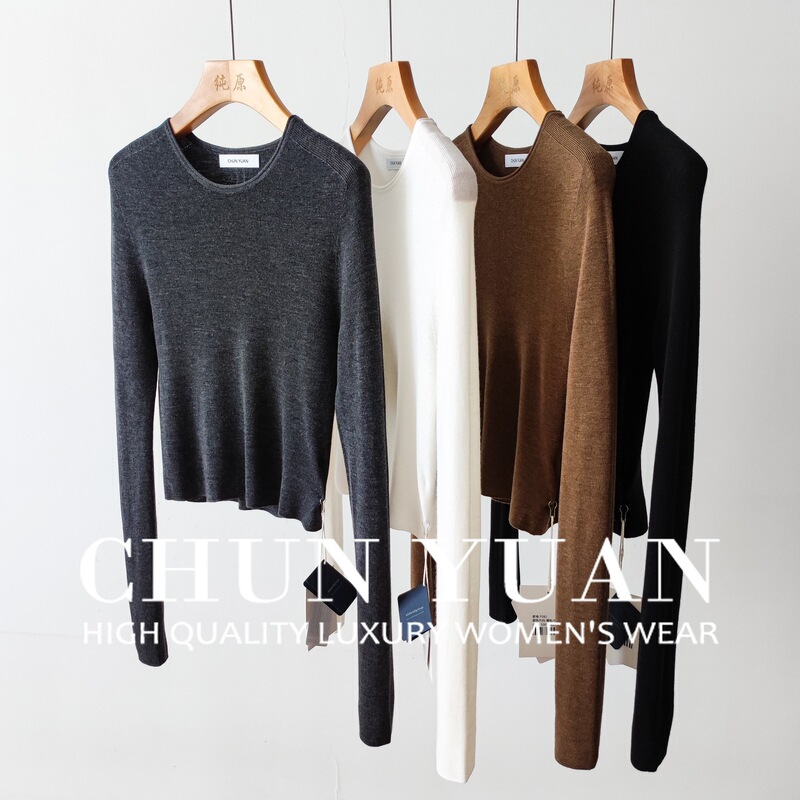 Pure Original Fashion Minimalist Japanese Seamless Slim-Fit Merino Wool Knitwear for Women