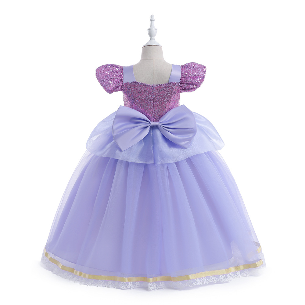 Vestido de juego de rol para niñas, disfraz de Rapunzel, vestido de cumpleaños con lentejuelas para niñas pequeñas.