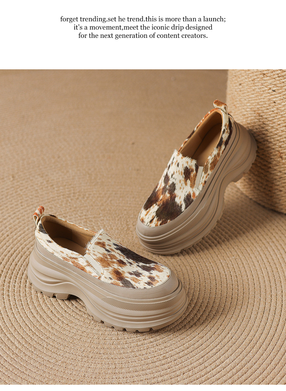 Giày loafer nữ đế xuồng platform da lông ngựa gót 7.5 cm — màu đen, màu mơ chi tiết 19