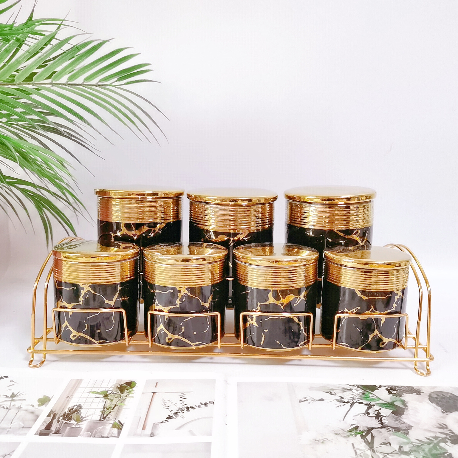 Comercio exterior transfronterizo de cerámica sellada tarro cocina almacenamiento condimento tarro multi-grano de almacenamiento de dulces tarro café té tarro traje