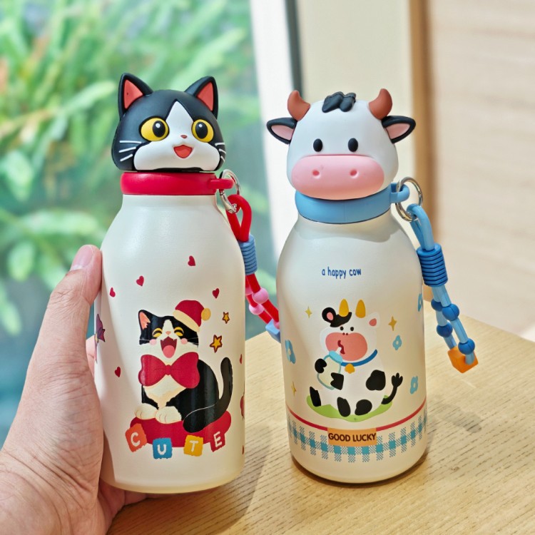 2026 nuevo animal taza de calentamiento lindo taza de perro taza de vaca taza de paja de gato taza de regalo para niños taza