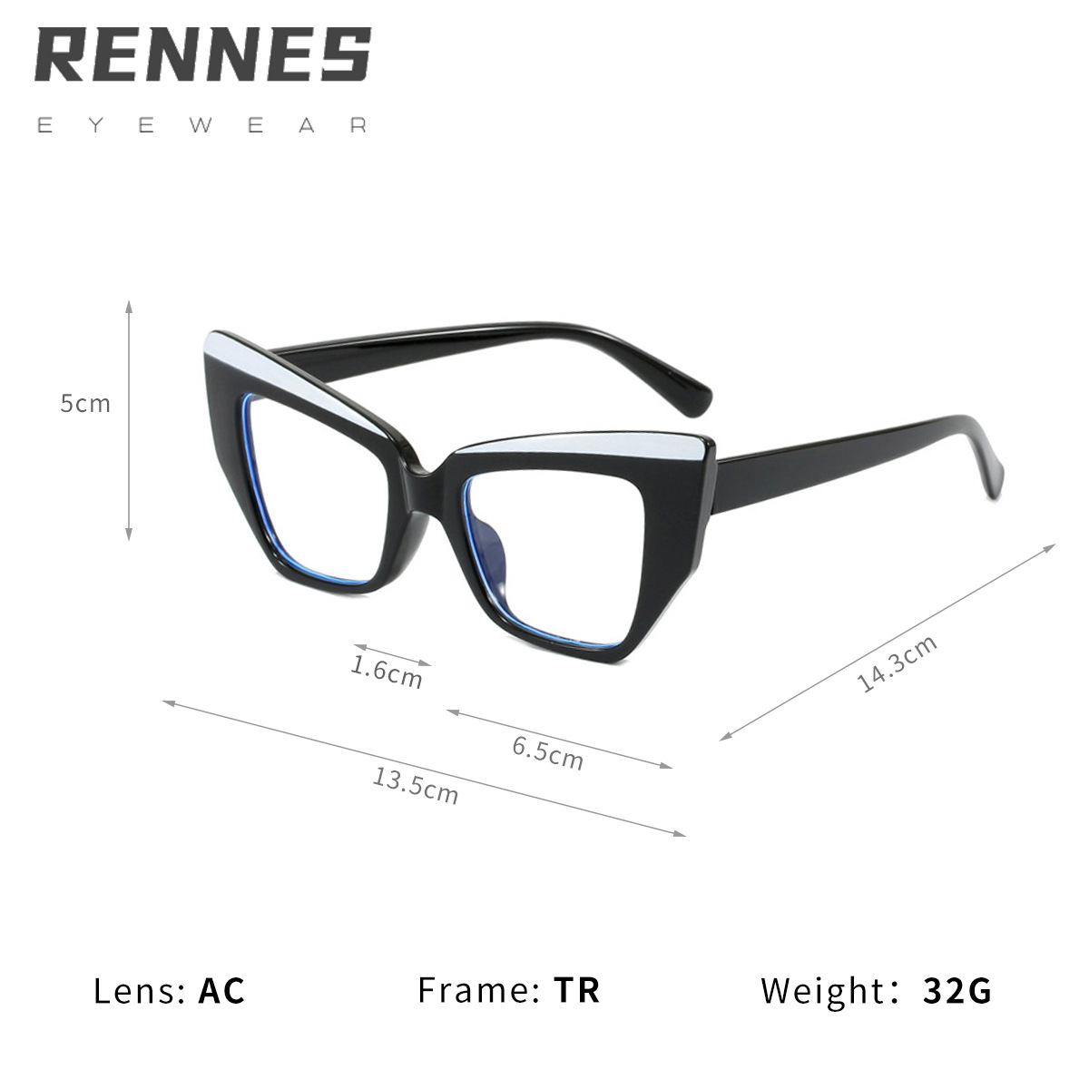 Nuevas gafas anti-luz azul de moda de ojo de gato de color en contraste TR