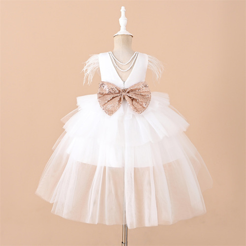 Girls' dress cross-border children's clothing puffy tulle mesh little girl piano performance dress fashionable children's dress princess skirt summer