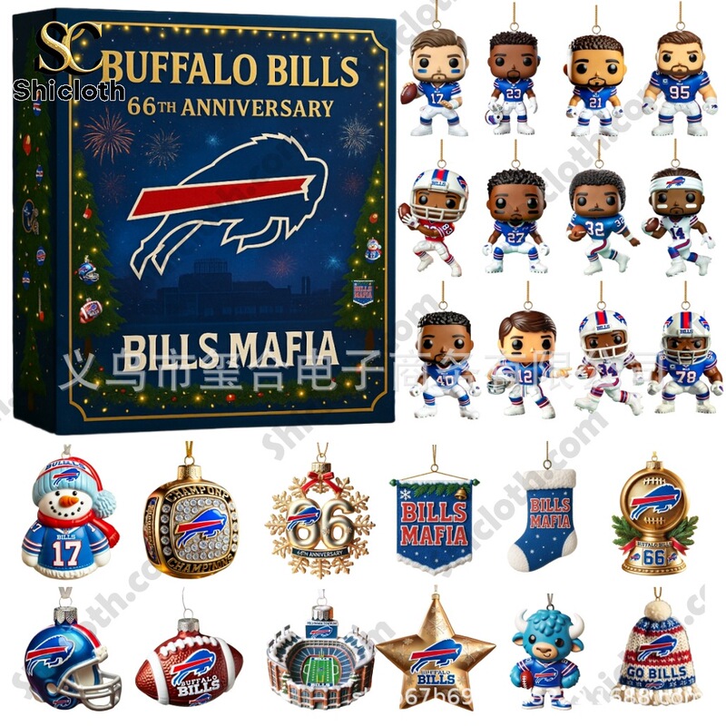 跨境新品Buffalo Bills NFL布法罗比尔队 NFL 66 周年降临节日历|undefined