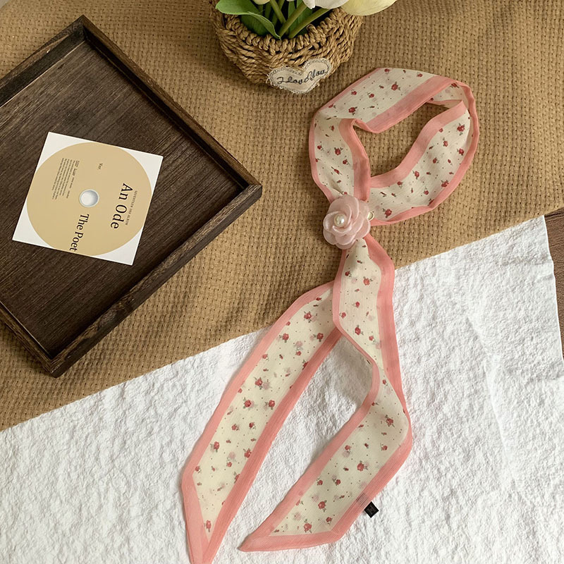 Bufanda de seda, bufanda pequeña de moda de alta gama, flor de todo fósforo, clip tridimensional, decoración de flores, serpentín, diadema