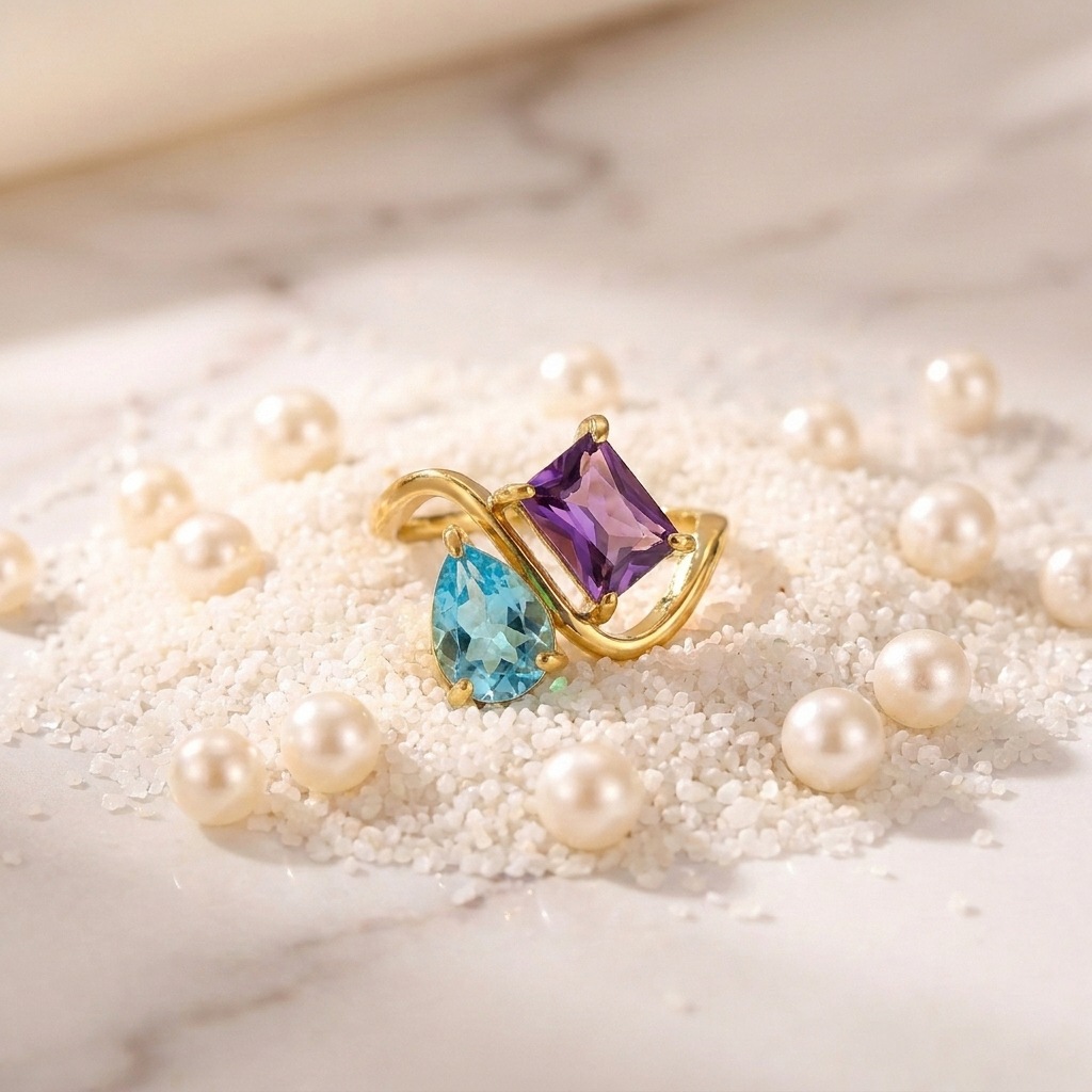 12 Birthstone Ring Replaceable Colored Gemstone Ring Luxury Titanium Steel Gold Plated Ring Women