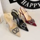 312-K202 sexy high-heeled shoes with antique copper rhinestone V-buckle straight strap pointed shallow mouth slim single order shoes for women