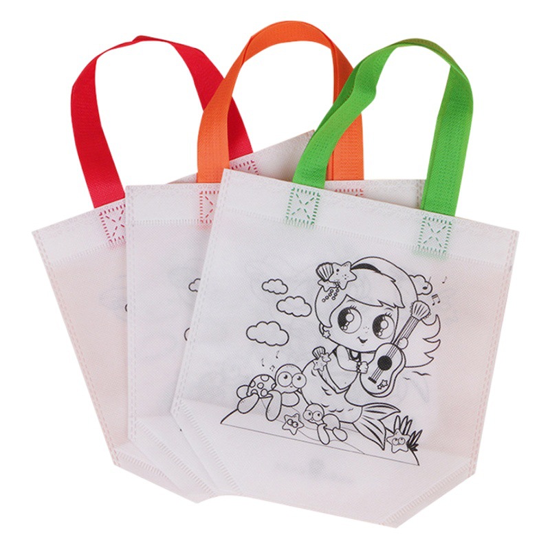 Bolsa de graffiti no tejida de doble cara traje DIY cumpleaños de los niños FIESTA DE Navidad regalo de jardín de infantes bolsa para colorear Panda