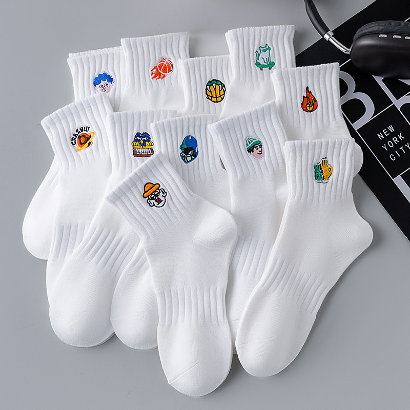 White Socks for Men and Teenagers, Anti-Odor Pure Cotton Spring and Summer Sports Socks for High School Students, Summer Mid-Calf Short Socks for Men White Socks for Men and Teenagers, Anti-Odor Pure Cotton Spring and Summer Sports Socks for High School Students, Summer Mid-Calf Short Socks for Men