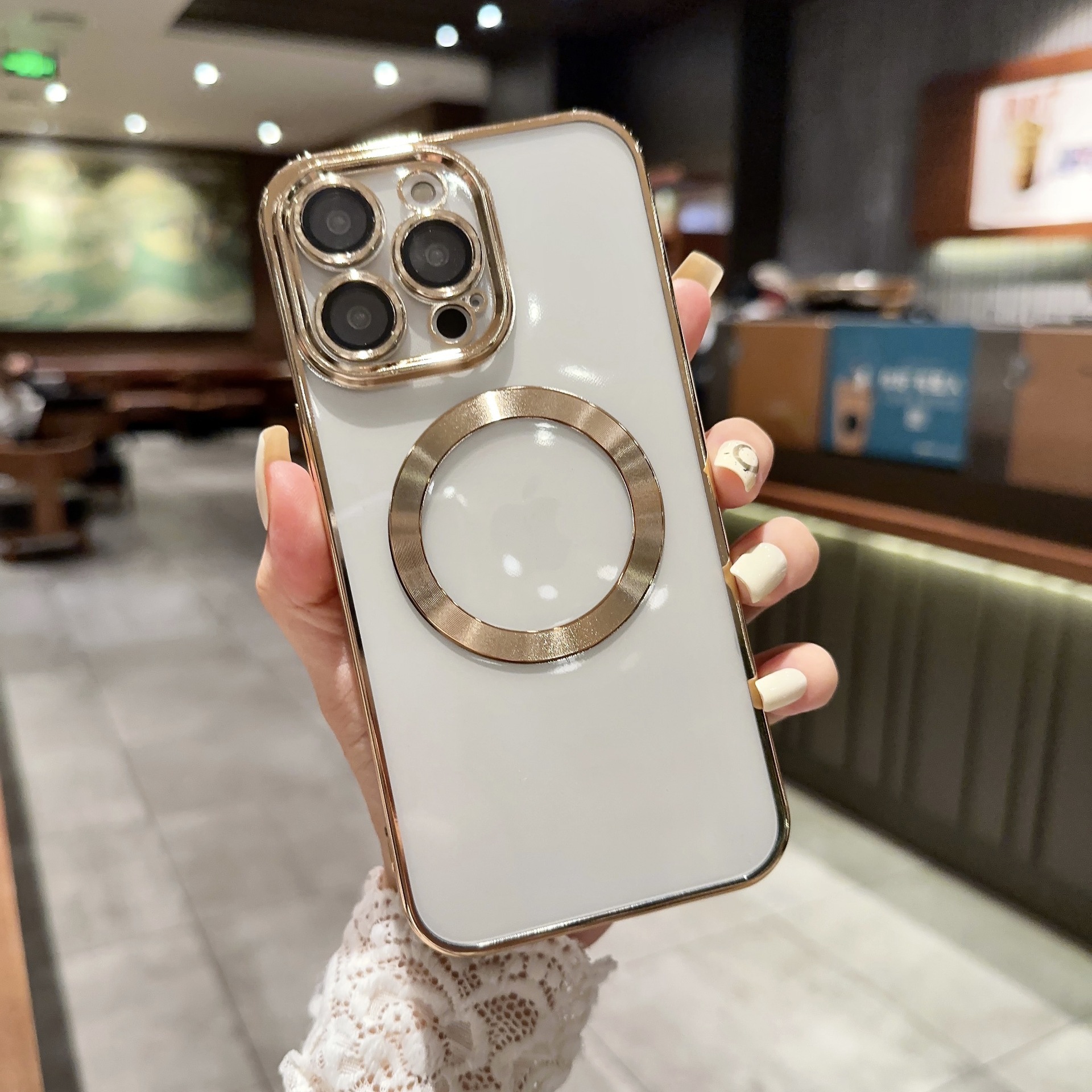 Magnético galvanizado para iPhone17promax caso de teléfono celular transparente película de lente manzana 12 todo incluido caso a prueba de caídas 11