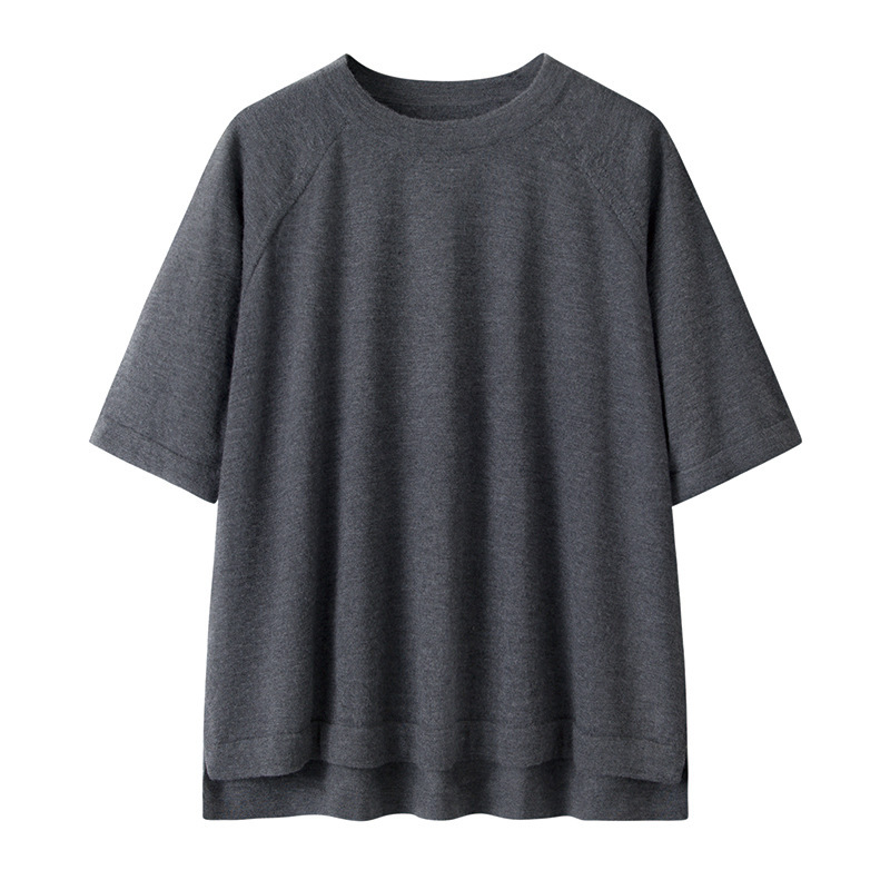 Fine-Spun 16-Gauge Plain Cashmere Women's Knitwear with Raglan Sleeves, Plus-Size, Tummy-Concealing, Korean-Style, Loose-Fitting, Three-Quarter Sleeve Sweater Fine-Spun 16-Gauge Plain Cashmere Women's Knitwear with Raglan Sleeves, Plus-Size, Tummy-Concealing, Korean-Style, Loose-Fitting, Three-Quarter Sleeve Sweater