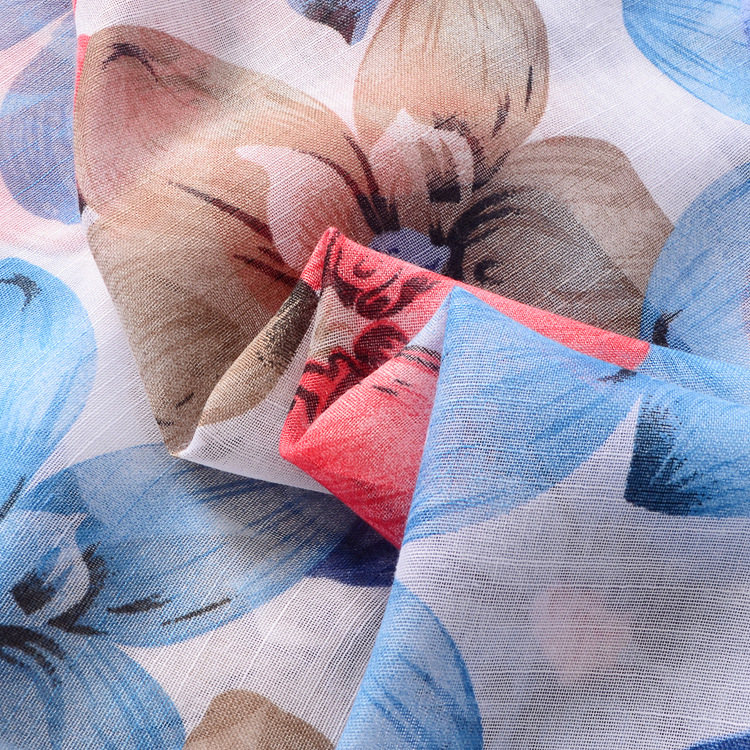 Nuevo color grandes flores impreso algodón y lino mano bufanda larga femenina borla decoración otoño y el invierno cálido sol chal