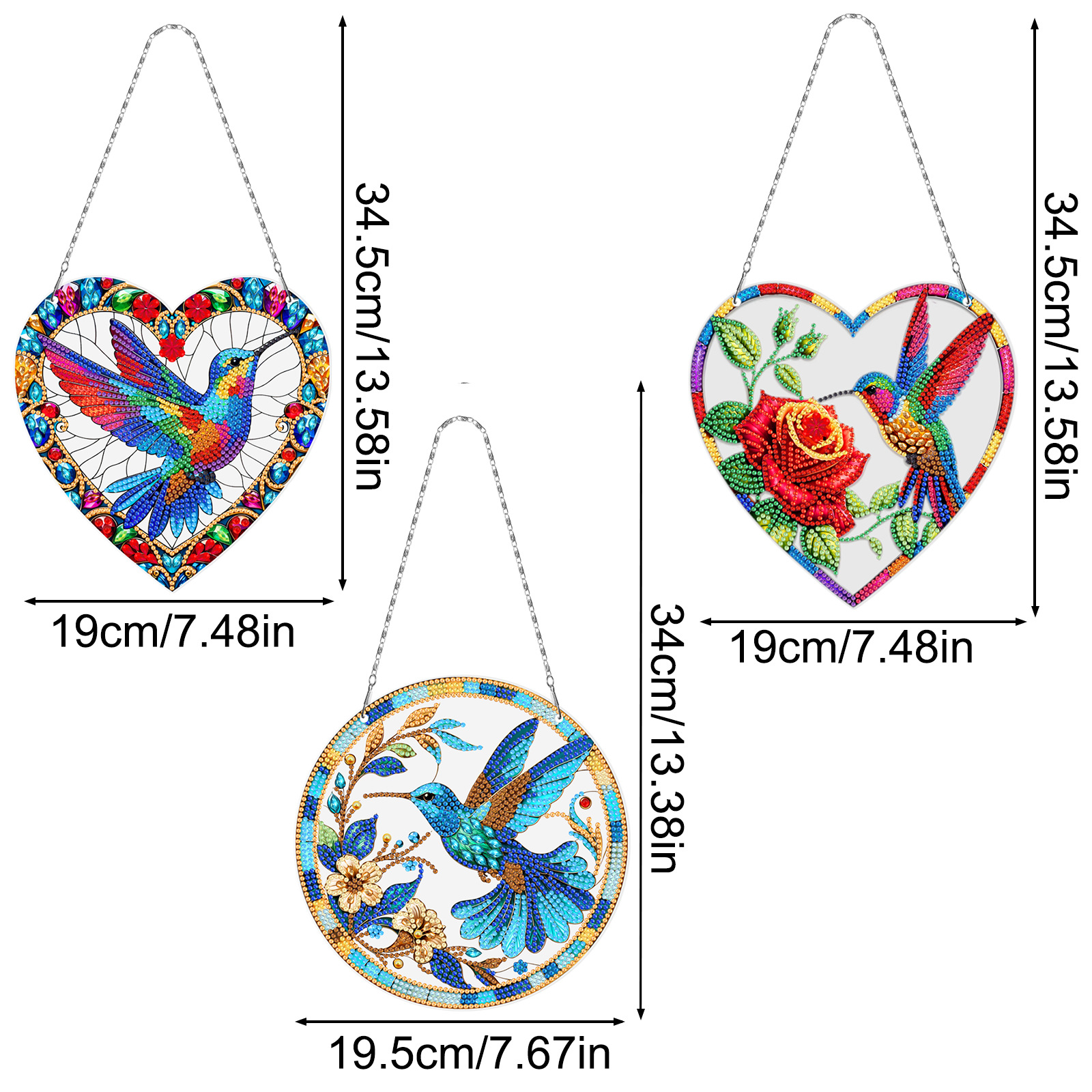 Diamante pintura perimetral DIY anillo 3 piezas juego de dibujos animados colgante genio Navidad sala de estar decoración de pintura distribuible