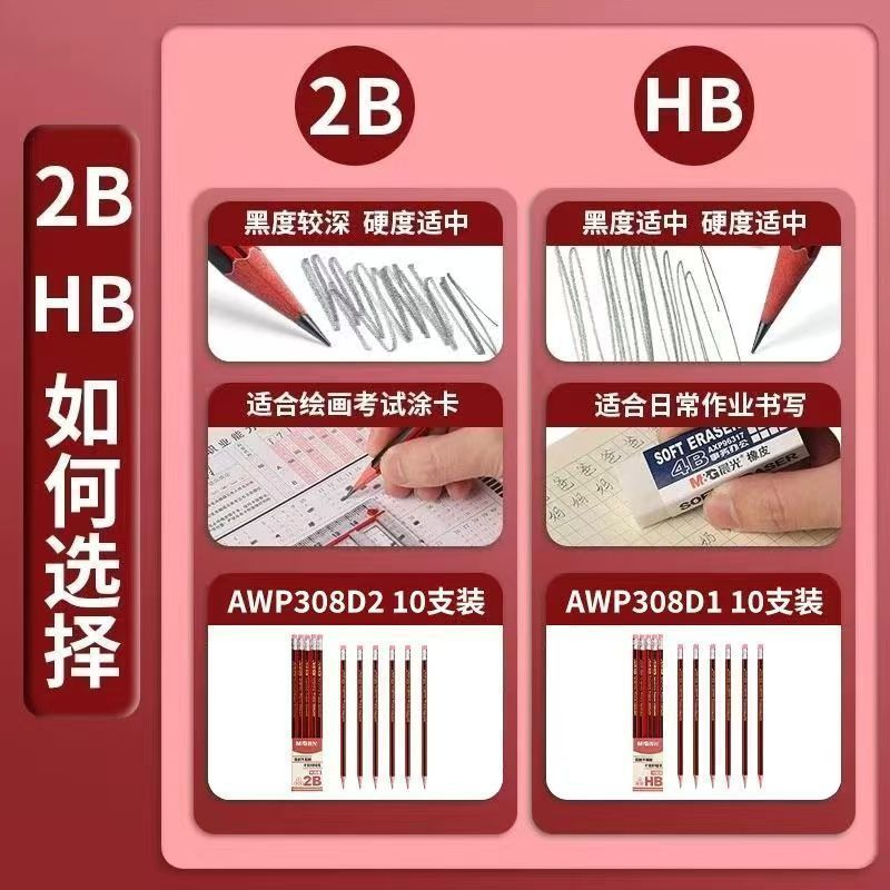 晨光铅笔小学生儿童hb原木三角杆2比考试用带橡皮擦头的免削2b六|undefined