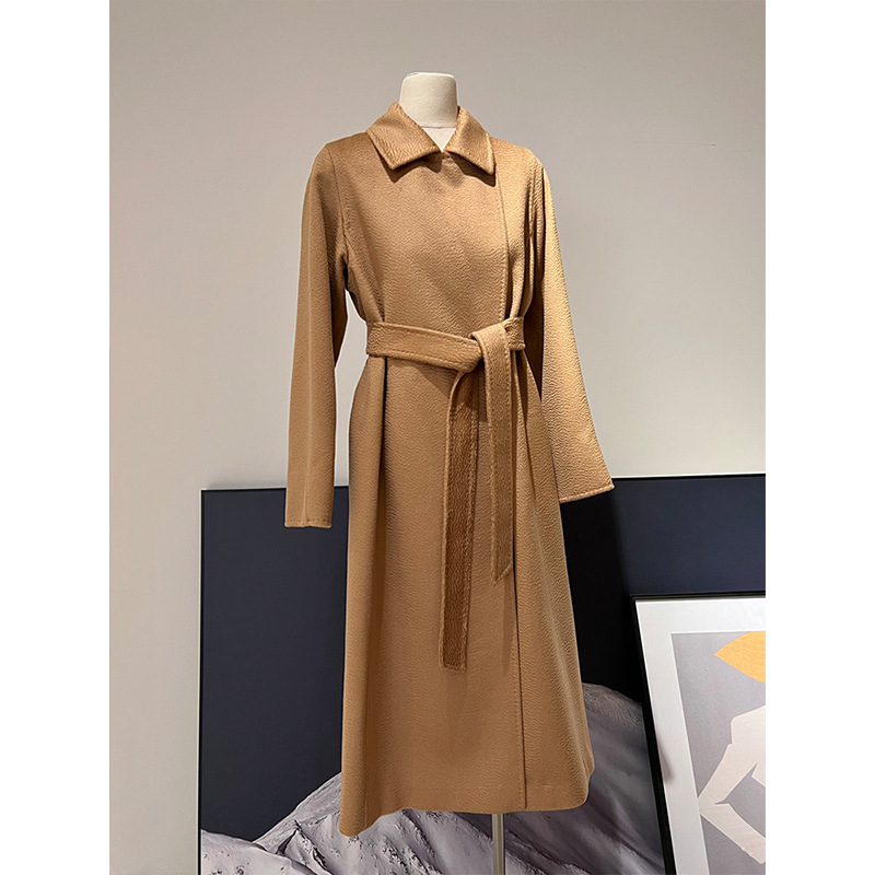 M-brand similar style to that worn by celebrity Sun Li, camel wool wavy pattern mid-length slim-fit autumn-winter coat, Manuela jacket M-brand similar style to that worn by celebrity Sun Li, camel wool wavy pattern mid-length slim-fit autumn-winter coat, Manuela jacket