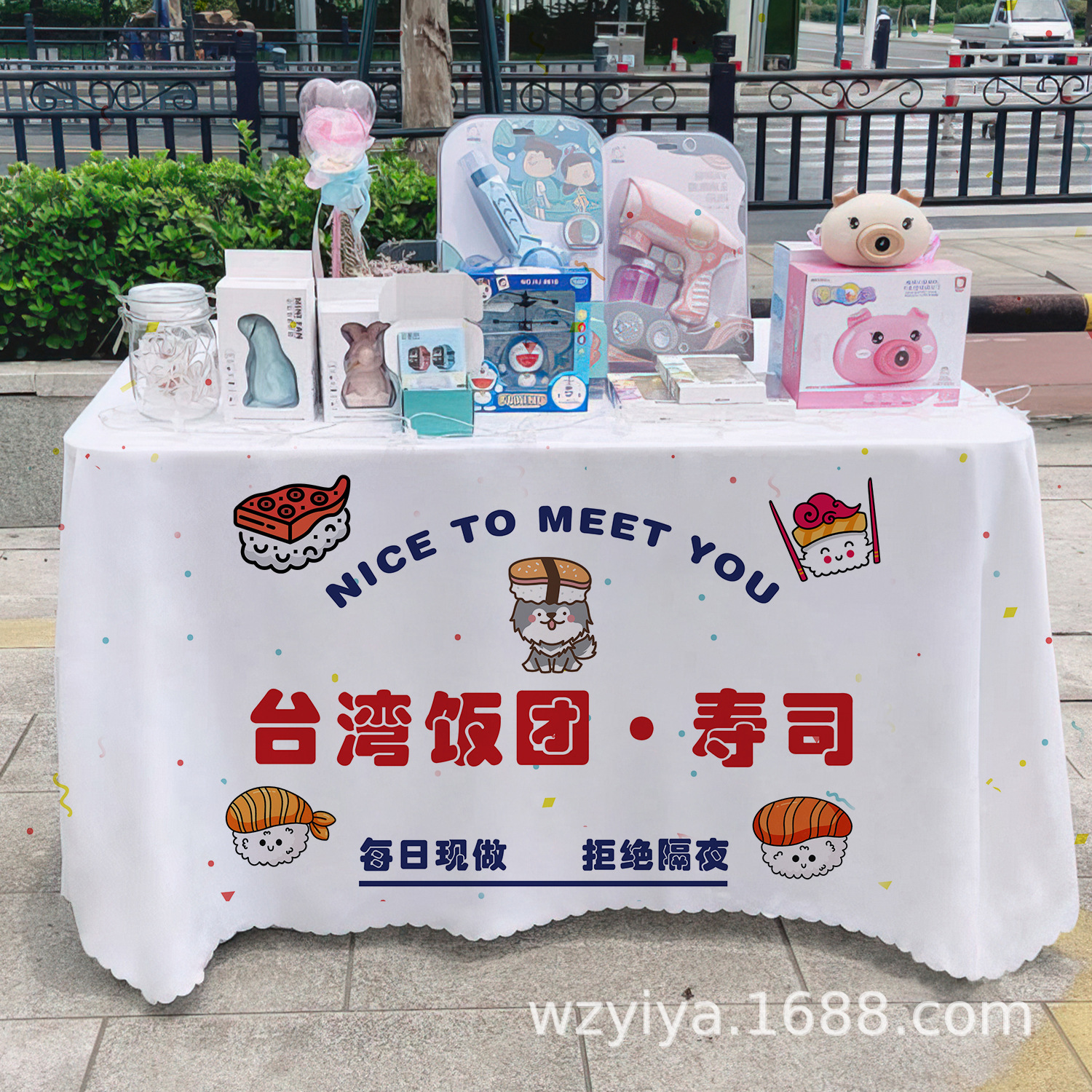 Sushi toal de mesa letrero mercado nocturno gourmet puesto toal de mesa carro publicidad toal de mesa publicidad toal