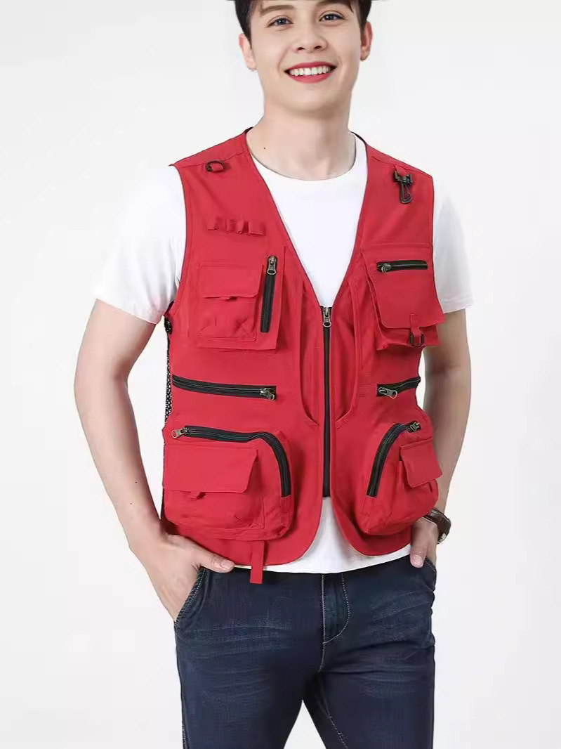 Trajes de trabajo de bolsillo de malla chaleco de pesca al aire libre hombre director de fotografía chaleco de trabajo se puede imprimir LOGO