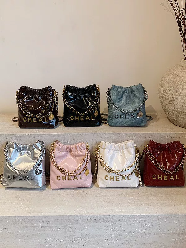 Shoulder bag with diamond pattern, small garbage bag, Chanel style, chain bag