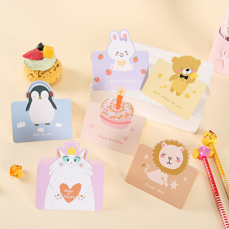 Creative Children's Cute Cartoon Birthday Cards Wholesale Hand Accompanying Gifts Holiday Thanks for Giving Blessing Messages Small Cards