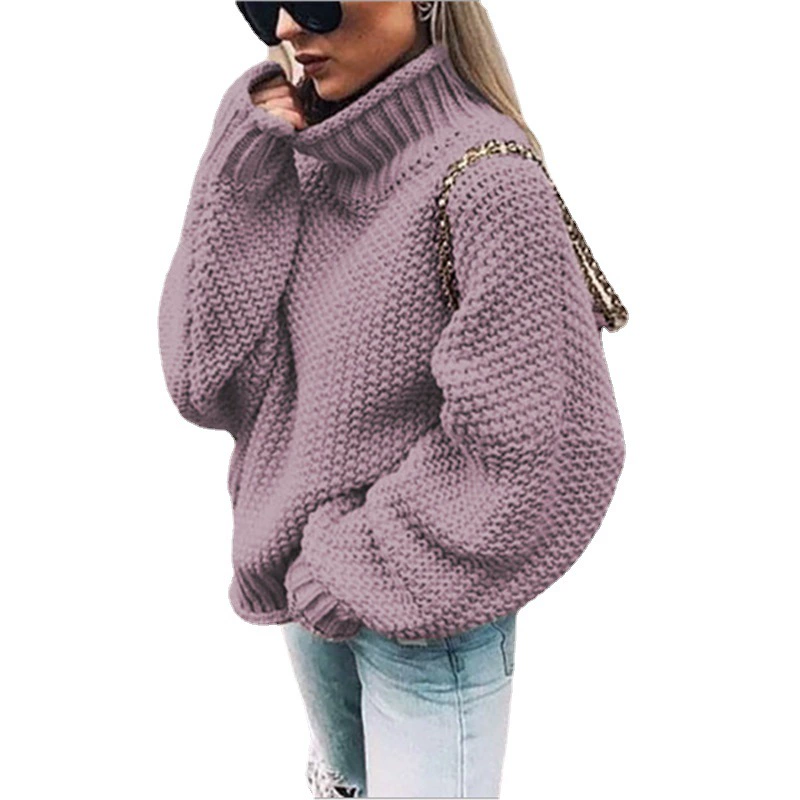Кофта с высоким воротом из пряжи, женский oversize демисезон, европейский стиль