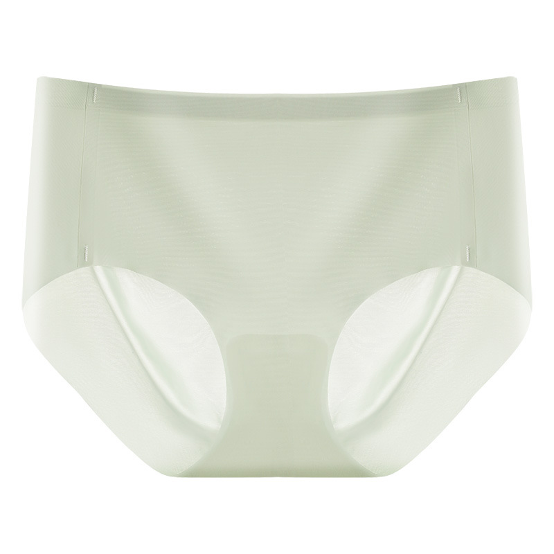 Ropa interior de talla grande de seda de hielo sin costuras de una pieza, entrepierna antibacteriana de seda de morera para mujer, cintura media, cadera de melocotón tridimensional en 3D, ropa interior de mujer