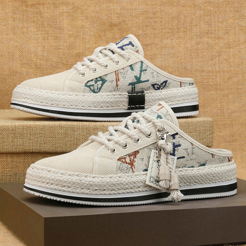 Scarpe da pescatore casual da uomo, alla moda, estive, in paglia intrecciata, con un piede solo, pigre, nuovo articolo 2024_voghion.com